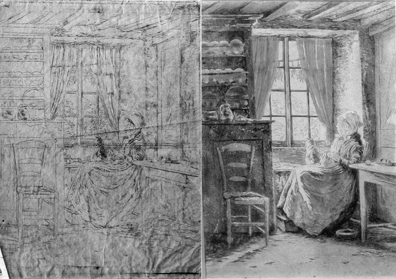 Femme au chat devant la fenêtre