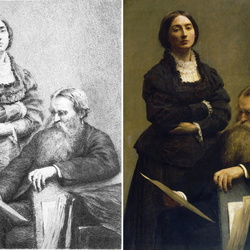 Gravures d'interprétation avec tableaux en regard